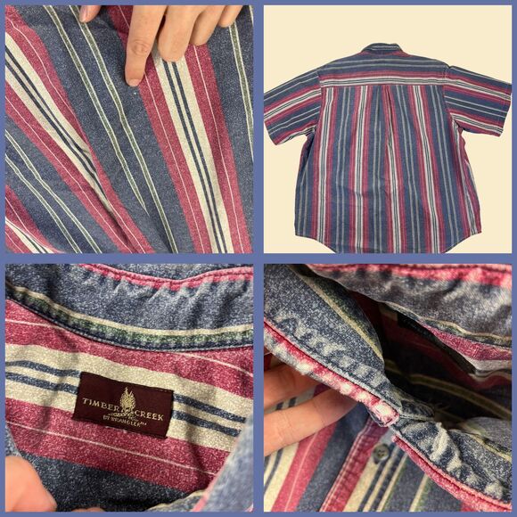 1990s striped shirt by Timbercreek by Wrangler, vintage L to XL button down - Picture 2 of 10